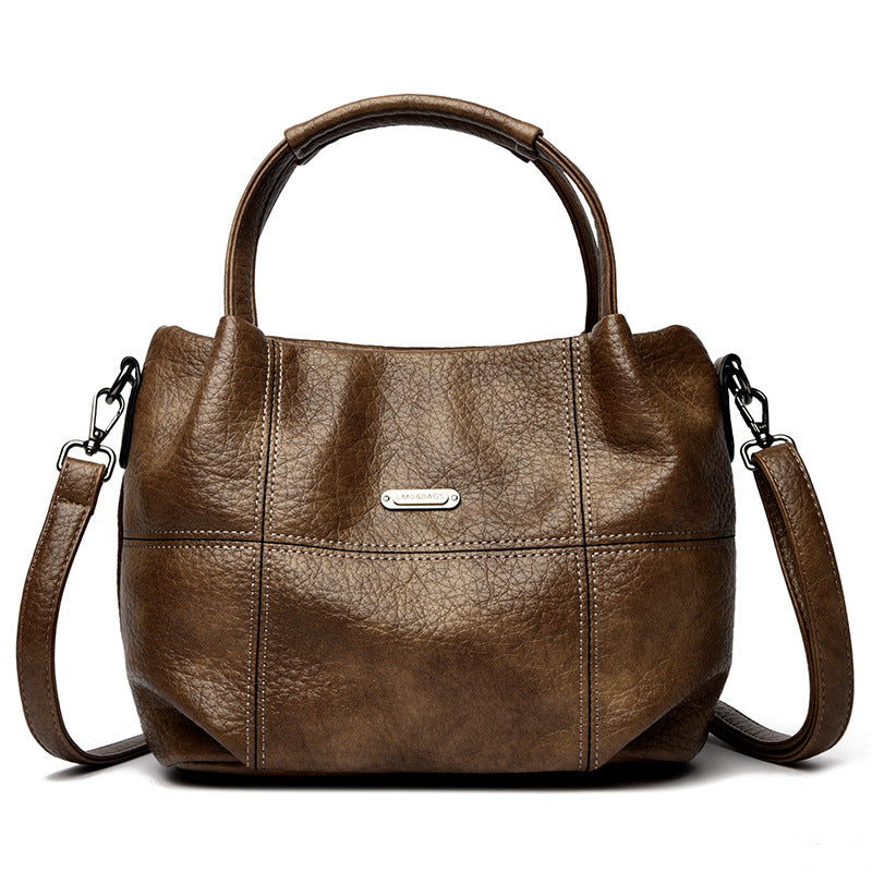 High-capacity Womens Soft Leather Shoulder Or Crossbody Bag