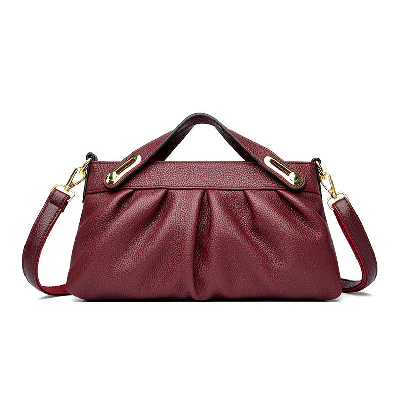 Leather Niche Pleated Shoulder Crossbody Bag