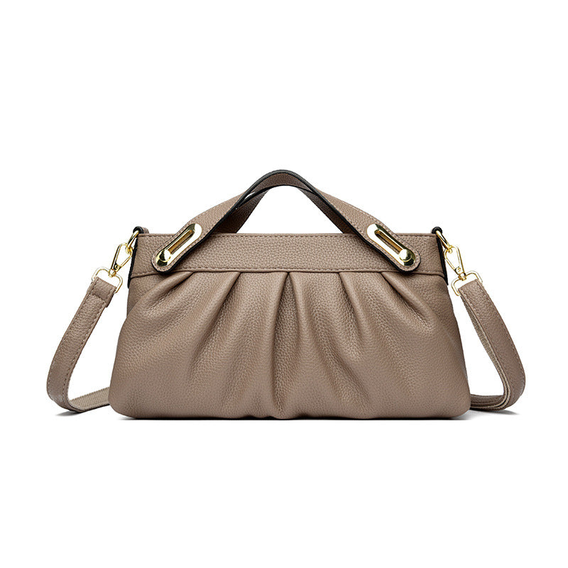 Leather Niche Pleated Shoulder Crossbody Bag