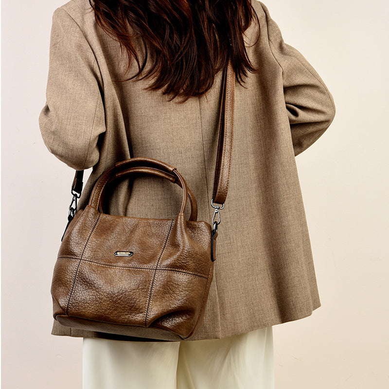 High-capacity Womens Soft Leather Shoulder Or Crossbody Bag
