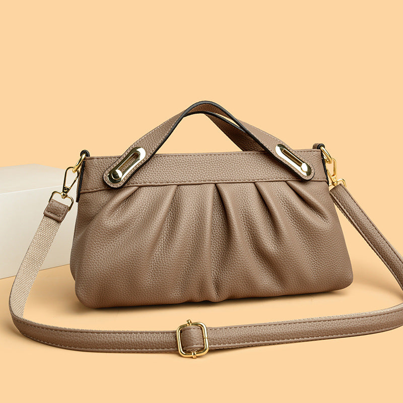 Leather Niche Pleated Shoulder Crossbody Bag