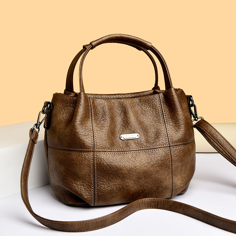 High-capacity Womens Soft Leather Shoulder Or Crossbody Bag