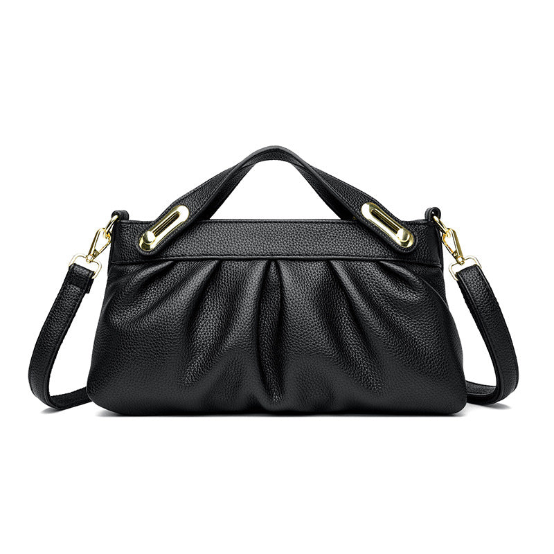 Leather Niche Pleated Shoulder Crossbody Bag