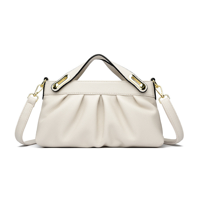 Leather Niche Pleated Shoulder Crossbody Bag